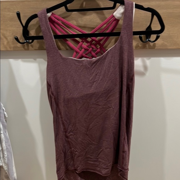 Women's Pink and Brown Strappy workout tank - Picture 3 of 3